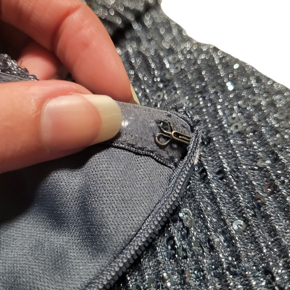 New without tags Wild Fable blue/gray sleeveless sequin jumpsuit, size medium - Picture 3 of 5